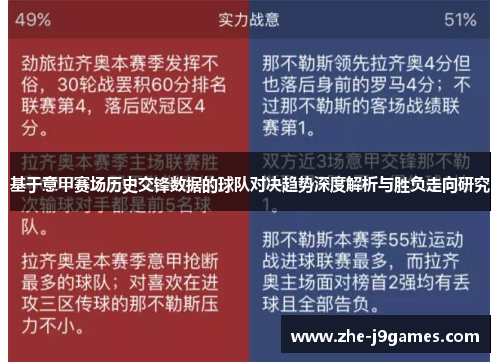 基于意甲赛场历史交锋数据的球队对决趋势深度解析与胜负走向研究